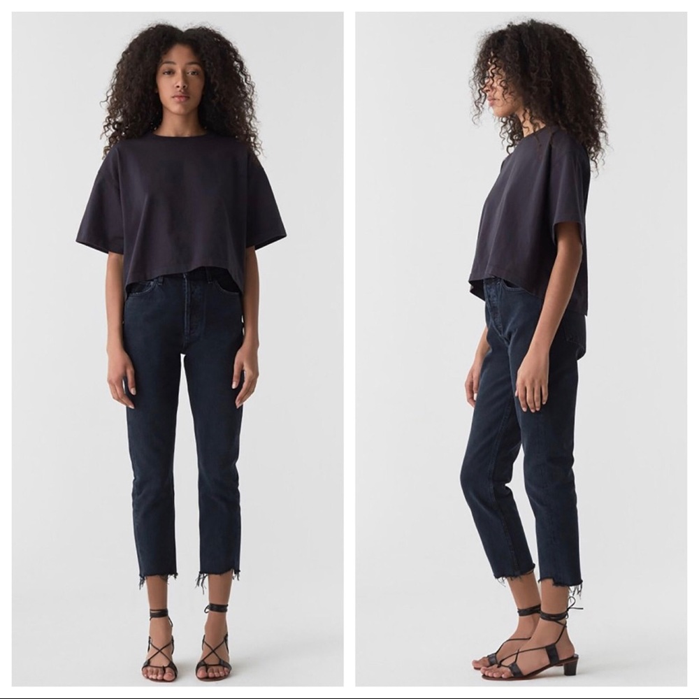 Agolde High Rise Riley Straight Crop Jeans Parish